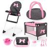Bayer Design Doll Furniture Set 9-in-1 Travel Set with Bed and High Chair