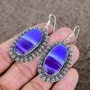 Purple Lace Agate Gemstone 925 Sterling Silver Jewelry Earring 2.29" KKG-698