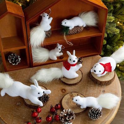 Cute Foam Christmas Squirrel Ornament Artificial Simulated Craft Foam Table Decor Christmas Tree Hangings Xmas Tree