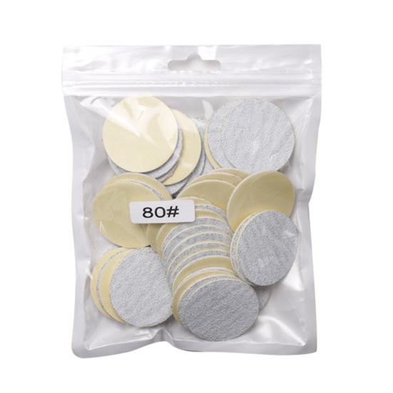 Yousheng 50Pcs Pedicure Sandpaper Safe Self-adhesive 15mm Nail Polishing Disc Replacement Sandpaper for Household