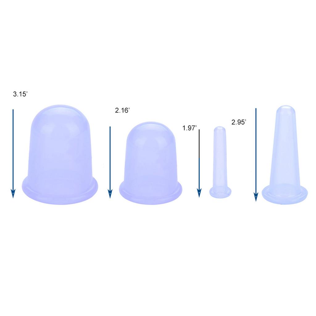 4pcs/set Silicone Vacuum Body Helper Anti Cellulite r Cups Cupping (Blue)