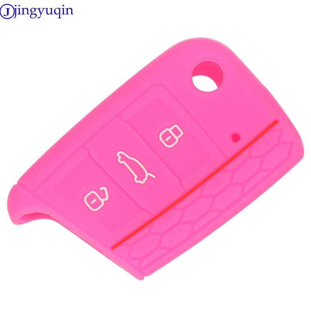 Jingyuqin 3 Button Silicone Key Fob Cover Case For VW Polo 2016 Golf 7 MK7 For Skoda Octavia Combi A7 For SEAT Leon Ibiza CUPTRA