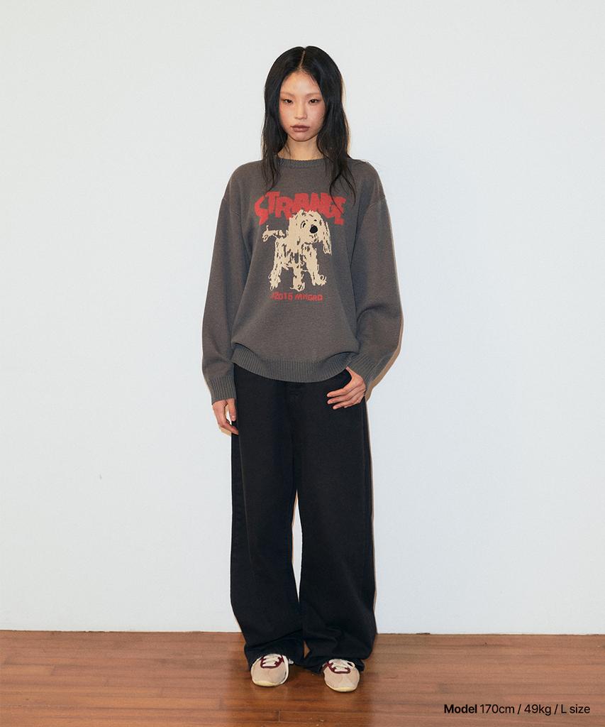 MAHAGRID Strange Puppy Knit Sweater Charcoal(Mg2Ffmk603A)