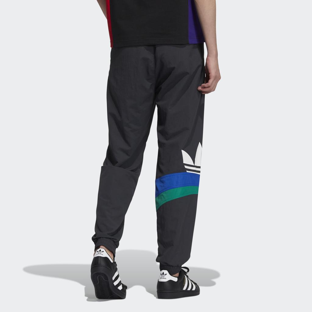 Adidas Originals Trefoil Large Logo Print Contrasting Color Joggers Men Bottoms Black HF5945