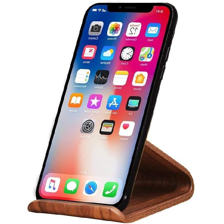 SAMDI Cell Phone Stand, iPhone Wood Dock: Cradle, Holder for Switch All Android Smartphone, iPhone 6 6s 7 8 X Plus 5 5s 5c Accessories Desk - ( Black