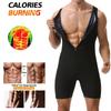 Combinaison Sauna Homme Gainant Body de Course Sweat à Fermeture Éclair Entraînement avec Short Maillot de Corps Fitness Musculation Combinaison d'Exercice Débardeur Combinaison