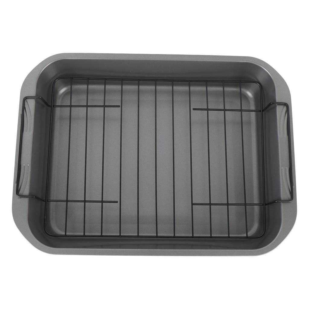 Nonstick Roaster with Rack Carbon Steel Heat Resistant Rectangular Roasting Pan Oven Baking Tray