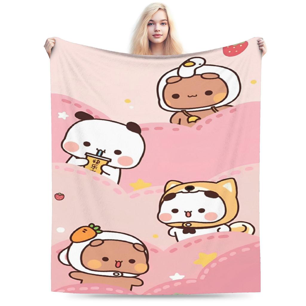 Bubu and Dudu Kawaill Couple Bears Blanket Fleece Cozy Super Soft Throw Blanket for Sofa Bedding Throws