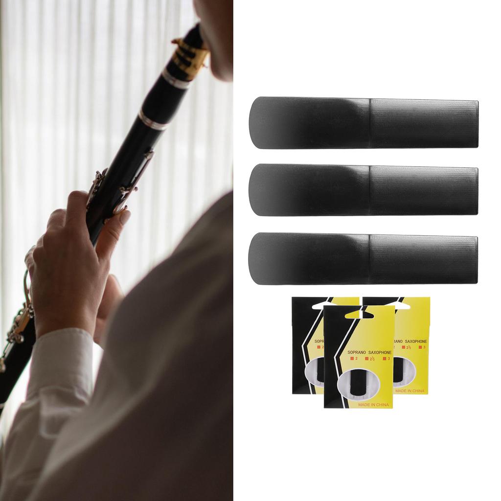 3Pcs Saxophone Reed Strength 1.5/2.0/2.5 Resin Soprano Saxophone Mouthpiece Reed for Saxophone Beginners Students