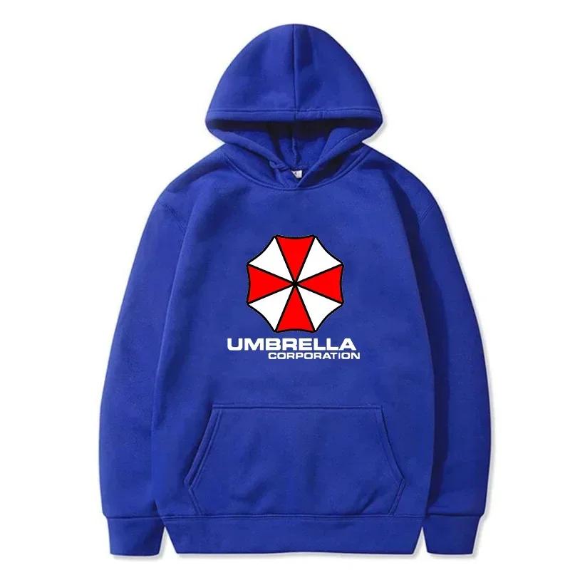 Fashion Loose Sweatshirt Men's Fall and Winter Casual Loose Street Hoodie Creative Red and White Protective Umbrella Printing