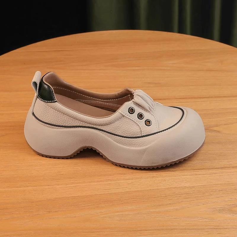 

Женские туфли-лоферы на мягкой подошве для мам, новые осенние 2025 года, нескользящие, на толстой подошве, на платформе, в стиле Гонконга 40 бежевый