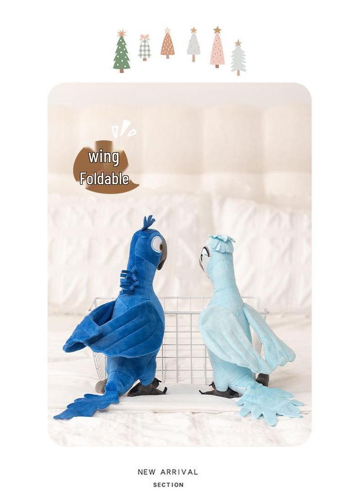 Realistic Small Macaw Plush Toy Couple - Cute Bird Figurine Doll Gift Ornament
