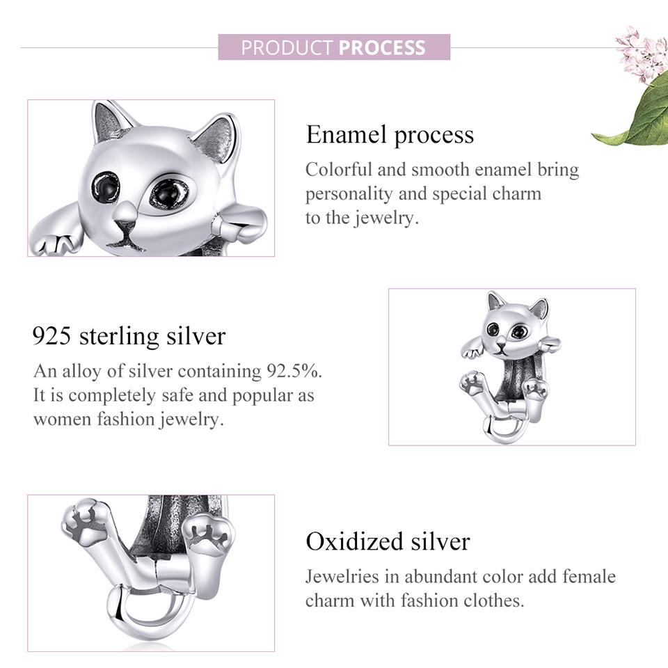 WOSTU Jewelry Fit Original CAT Charms Bracelet Authentic 925 Sterling Silver Bead Fit Bracelet