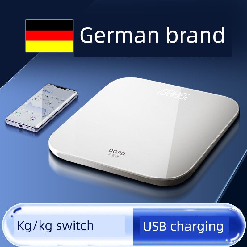German DoRD High-Precision Electronic Scale Precision Weighing Scale Intelligent Rechargeable For Home Body Scale Small Weightometer White USB charging