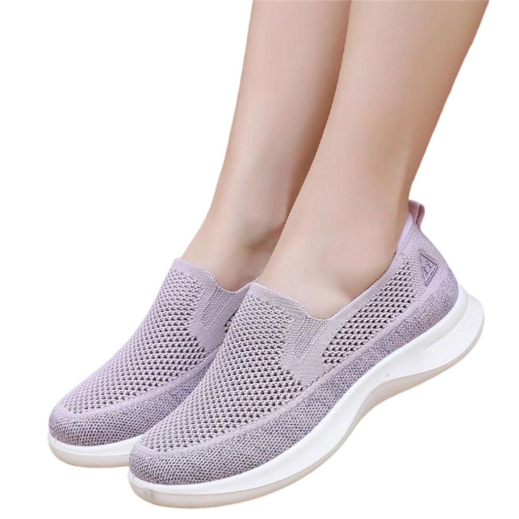 Women Slip On Casual Shoes Lightweight Breathable Flyknit Sneakers Flexible Sole Comfortable Walking Footwear