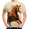 Summer Round Neck 3D Horse Pattern Printed Top Fashionable Casual Short Sleeved Children's Boy T-shirts