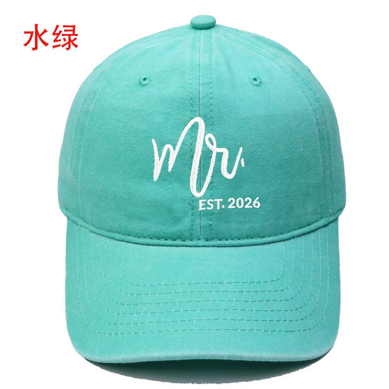 Popular Mr. Mrs. Embroidered Baseball Cap Washed Retro Male and Female Couples Casual Outdoor Sun Hat