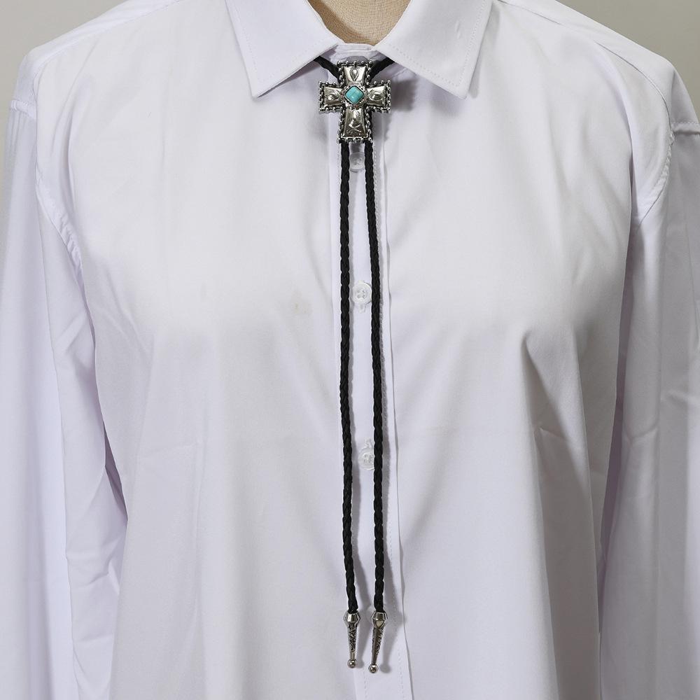 Turquoise Bolo Tie Pendant and Sweater Chain Necklace