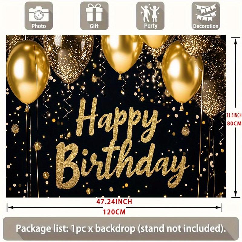 1pc Birthday Glitter Balloon Durable Hanging Banner Golden Polyester