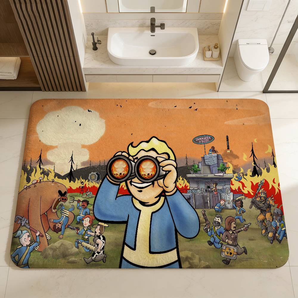 Game Vault Tec F-Fallout Hallway Carpet Washable Non-Slip Living Room Sofa Chairs Area Mat Kitchen Doormat Area Rug