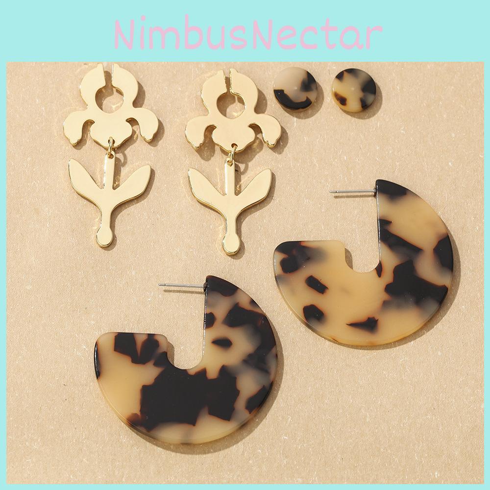 Sophisticated Leopard Print Acetate Star Earrings With Trendy Alloy Design