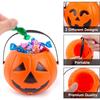 Halloween 3Pcs Pumpkin Buckets Portable Jack-O-Lantern Buckets Candle Led Lights Trick Or Treat Goody Buckets For Kids