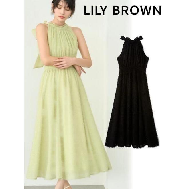 (10% OFF & 300 yen OFF for a limited time) Lily Brown / Lily Brown American Sleeve Fringe Jacquard Dress 26 Spring/Summer LWFO262003