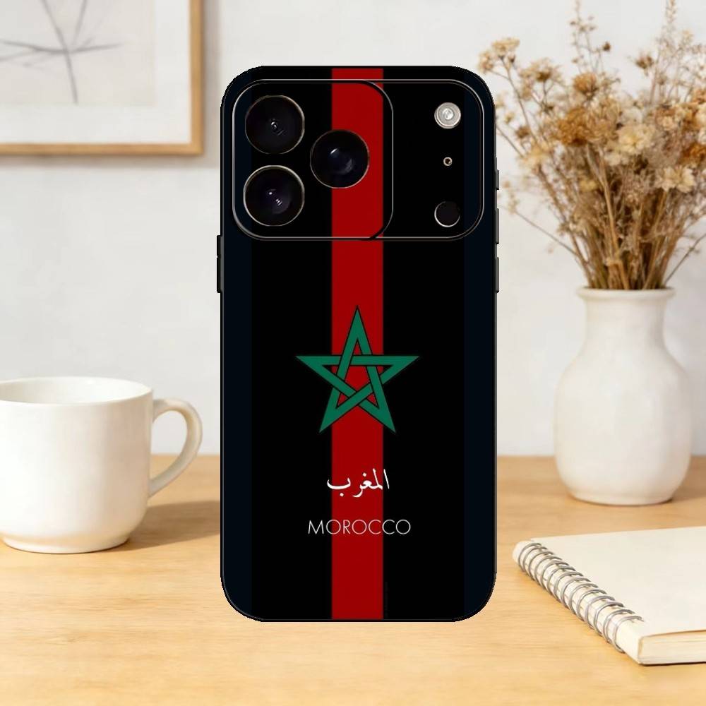 M-Marokko Flagge Handyhülle Für iPhone 17,16,15,14,13,12,11 Plus,Pro Max,SE4Weiche Silikon Schwarze Hülle