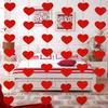 DIY Pre-Assembled Red Heart Felt Garland - Hanging Decoration for Valentine's Day, Birthday Party Supplies