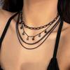 Salircon Gothic Dark Style Multi-layer Metal Necklace Fashion Star Pendant Short Collarbone Necklace Women's Trend Party Jewelry