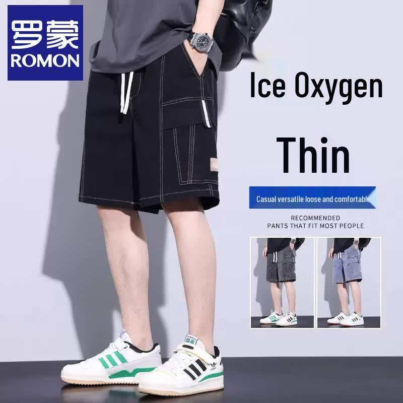 Luomeng Men s Ice Silk Casual Denim Shorts L