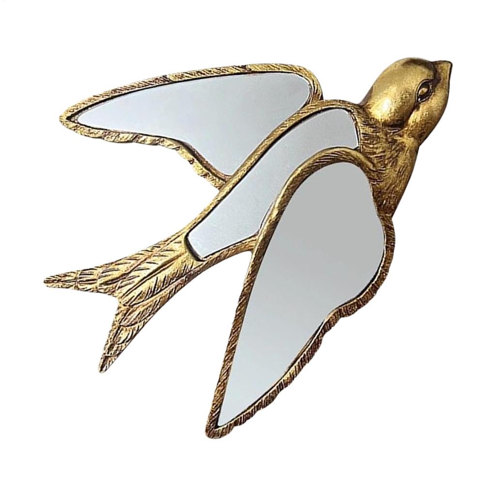 Decorative Wall Mirror Resin Swallow-Shaped Vintage Handmade Art Wall Mirrors For Bathroom Bedroom Living Room Entryway Hallway