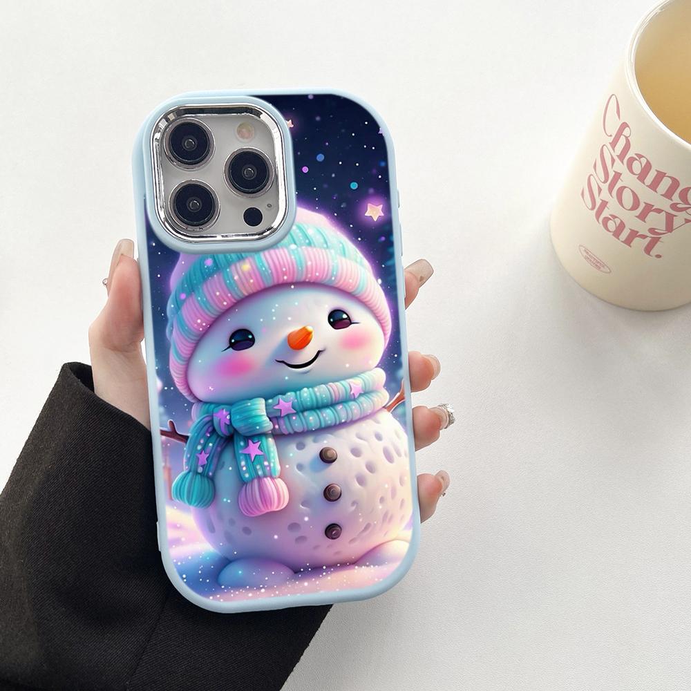 N104 Christmas Happy New Year Soft Phone Cases for Samsung S24 S23 Plus A15 A12 A35 A54 Infinix Hot40i Tecno Plating Frame Camera Protector Back Cover