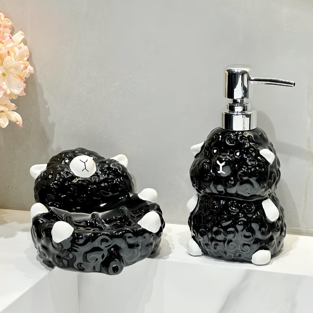 Cute Little Sheep Ceramic Hand Wash Liquid Bottle Toilet Shower Gel Detergent Press lotion Bottle shower shampoo dispenser