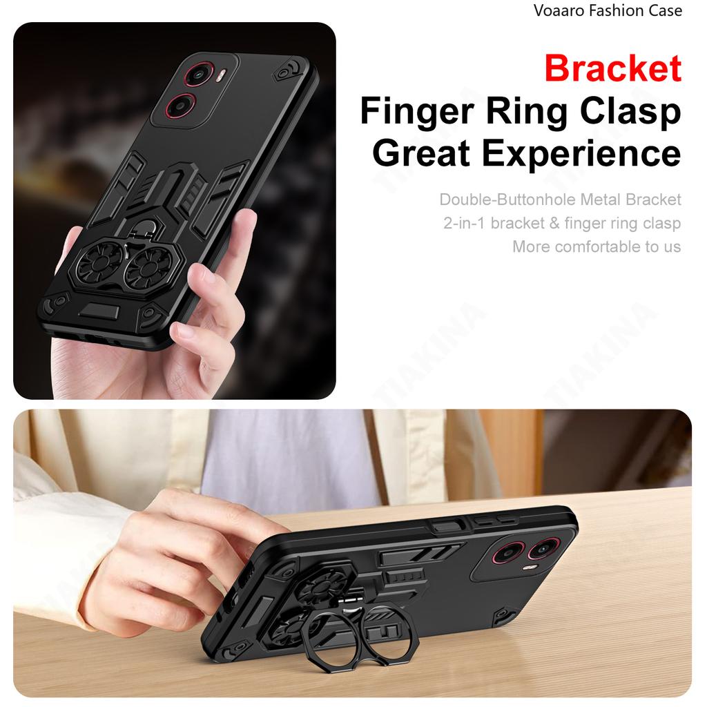 Dual Finger Ring Armor Cover for Motorola Moto G05 Case for Motorola Moto E15 Rotate Metal Bracket Kickstand Holder Case Capa