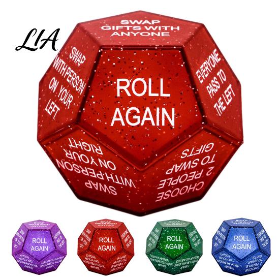Holiday Stocking Stuffers Santa Swap Gift Exchange Dice, 12-Side Glitter Game Christmas Stuffers, Ideas Secret Party Favors Dice for