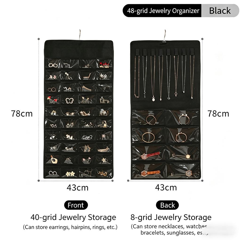 80/48 Pocket Jewelry Storage Roll, Double-sided Transparent Large-capacity Portable Pendant Bag Jewelry Organizer Storage Bag