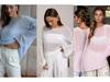 European-American Thin Round Neck Bell Sleeve Knitted See-through T-shirt (Spring/Summer 2025 Collection)