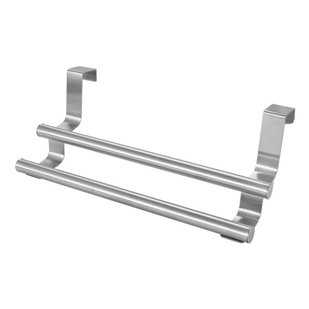 Double-pole Towel Rack Stainless Steel Punch-free Towel Hanging Rod Storage Rack