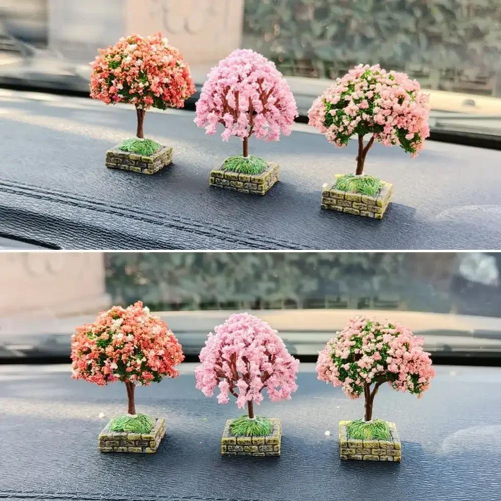 Cute Car Ornament Mini Tree Simulated Flower Interior Accessories Center Console Decorations Mounted Plant Car Decoration