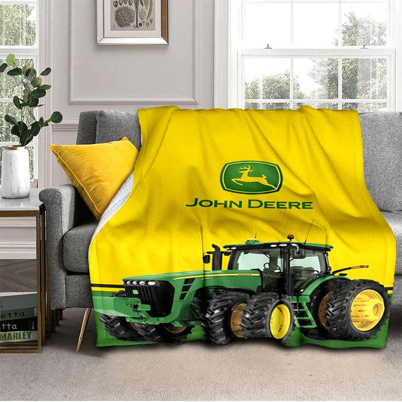 John Deere Logo Design Decke Geeignet für Sofas, Betten, Büros und Camping - Perfektes Geschenk für Halloween Weihnachten
