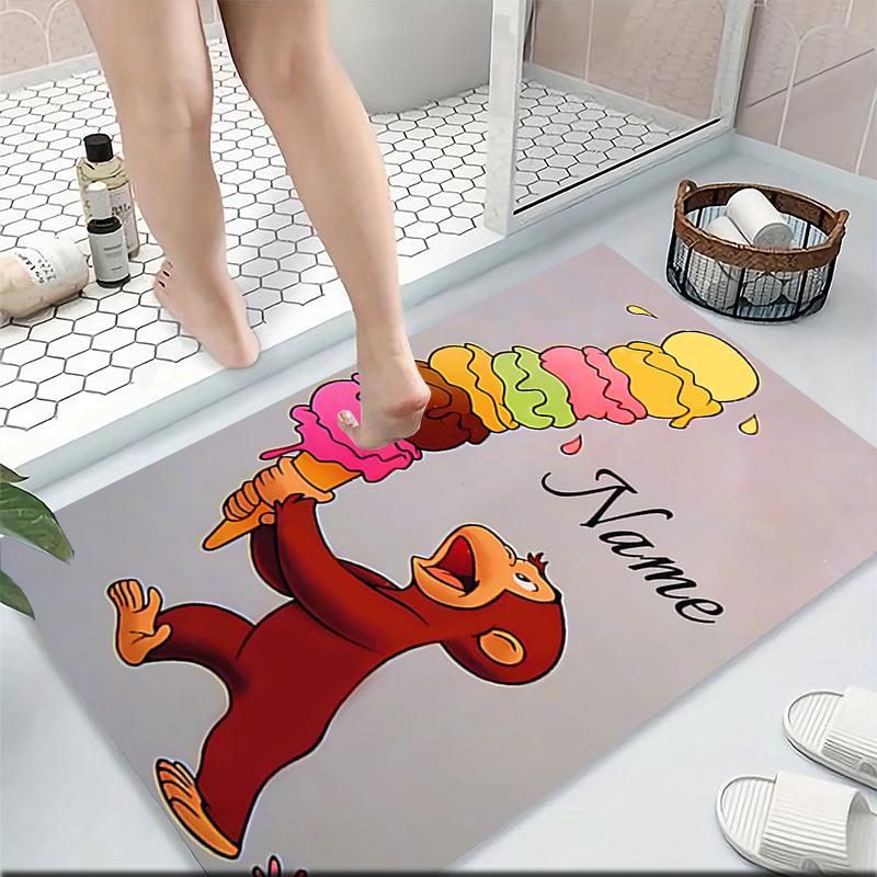 Custom Name Curious Monkey Adventures Carpet Rug Customizable Soft Washable Anti-Slip Home Living Room Sofa Mats Personalized Rug. 0909419