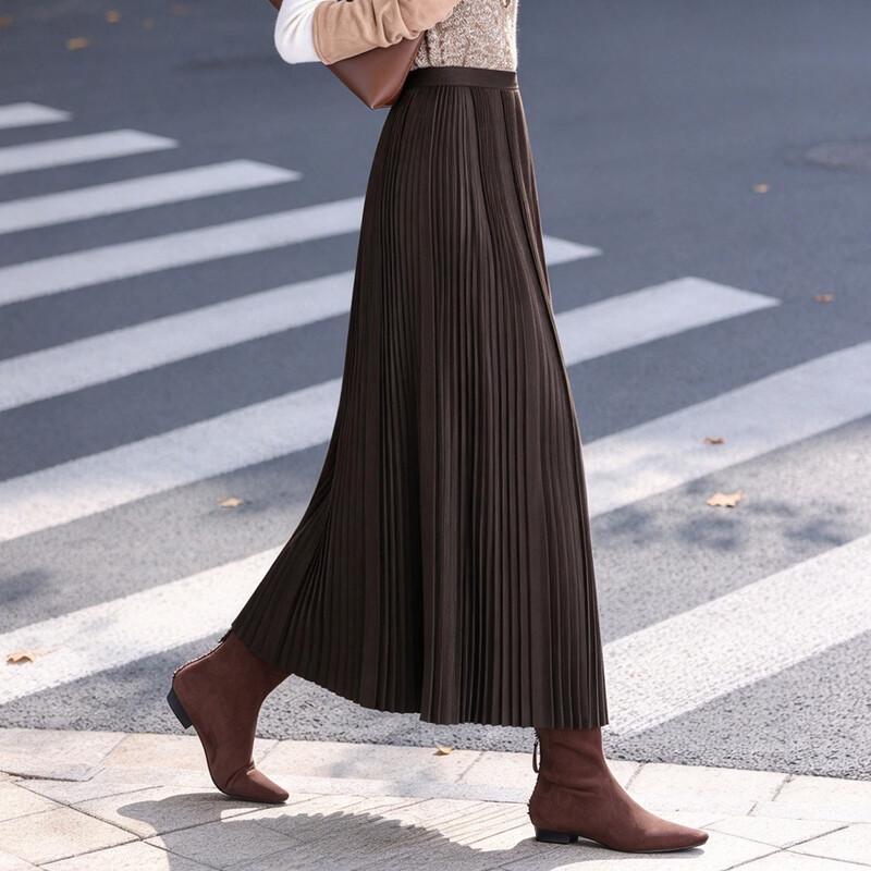 Bailuyu High-Waisted Pleated Maxi Skirt