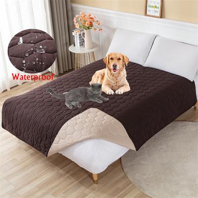 Solid Color Waterproof Bedspread For King Size Bed Kids Pets Mattress Pads Washable Mattress Protector Cover Dog Cats Bed Linen
