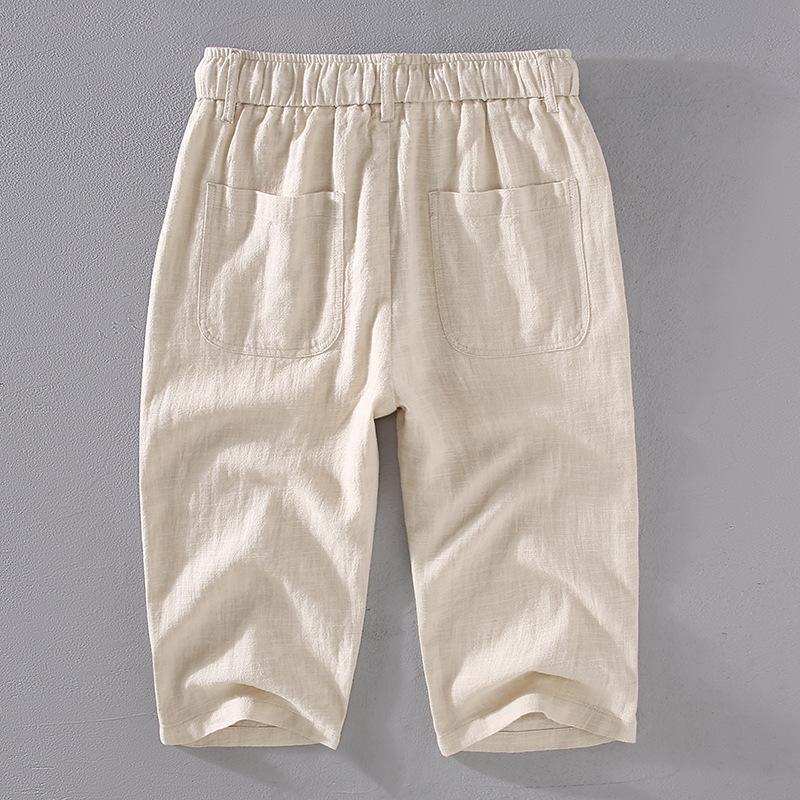 Japanese Retro Style Cotton Linen Men's Shorts Casual Breathable Joggers Men Summer Fashion Beach Baggy Short Pants Thin Straight Cropped Trousers