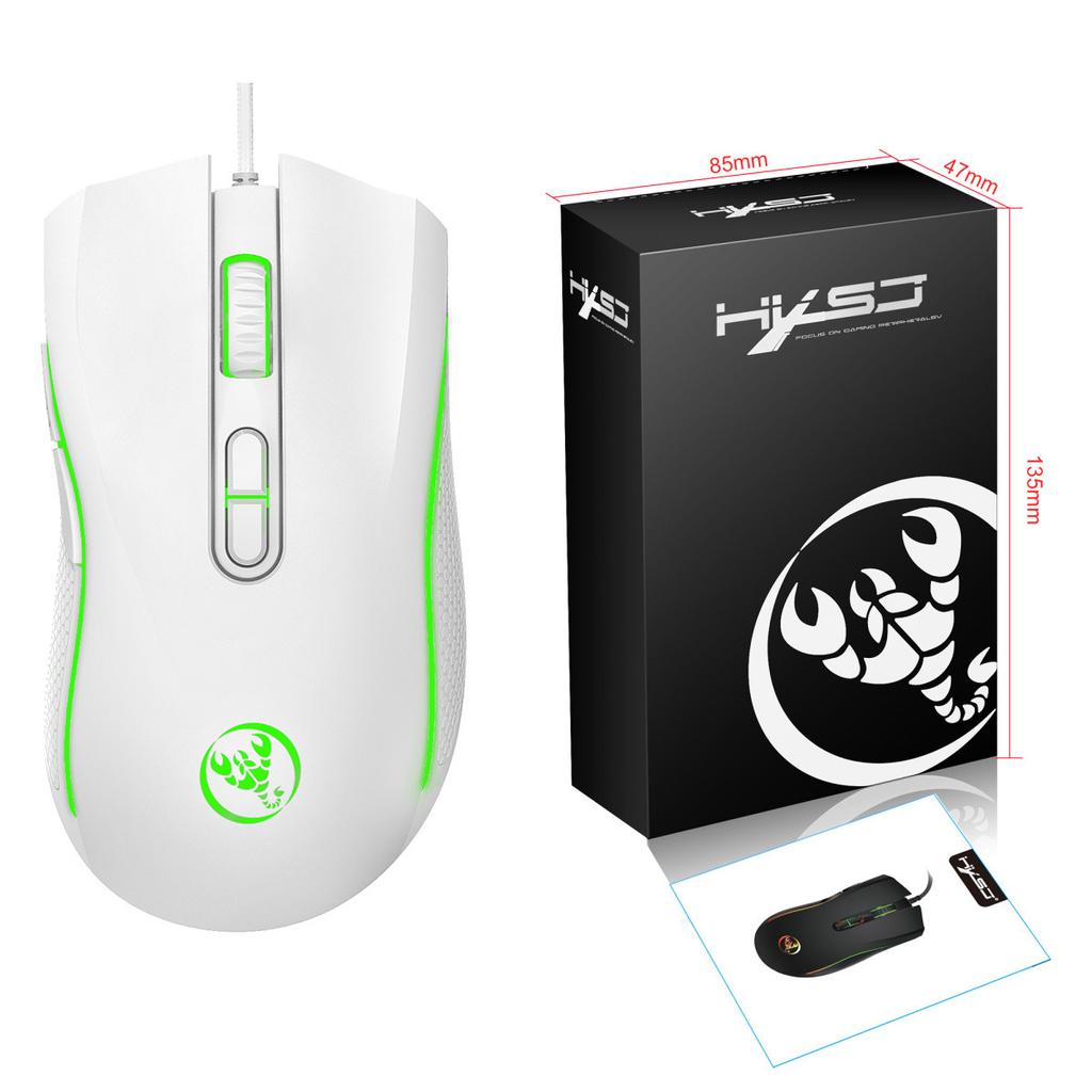 A869 HXSJ Colorful Luminous Gaming Mouse Esports Wired Mouse DPI Four Levels Adjustable Up 3200dpi