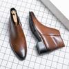HerrenChelsea-Stiefel mit seitlichem Reißverschluss Frühjahrs Herrenstiefel Weiches Leder Elastischer Riemen Stiefeletten Business Formell Lässig Herrenschuhe