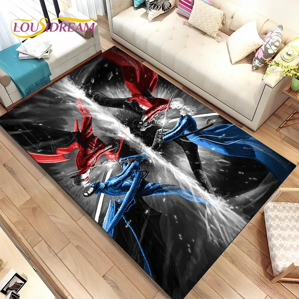 Tapis de jeu 3D HD D-Devil May Cry DMC, Tapis de sol pour salon, chambre à coucher, canapé, paillasson décoratif, tapis de sol antidérapant pour enfants