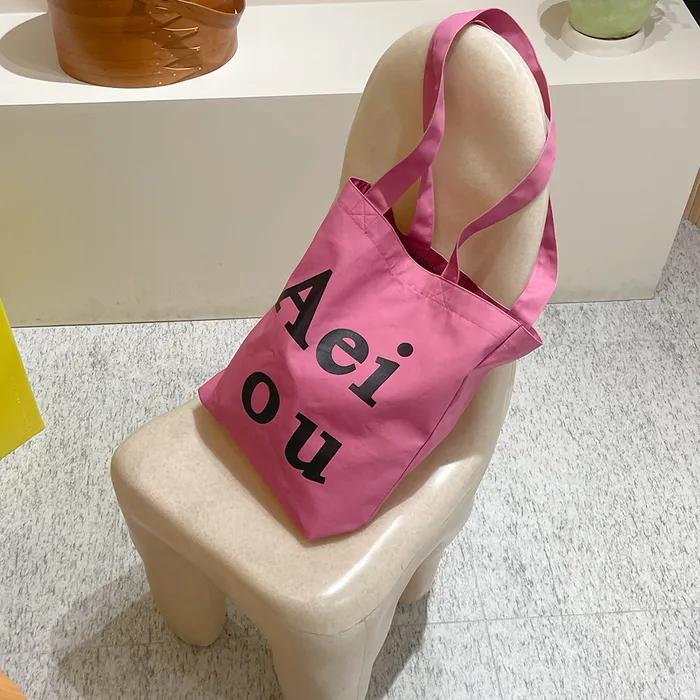 Aeiou Logo Bag (Cotton 100%) Pink Black