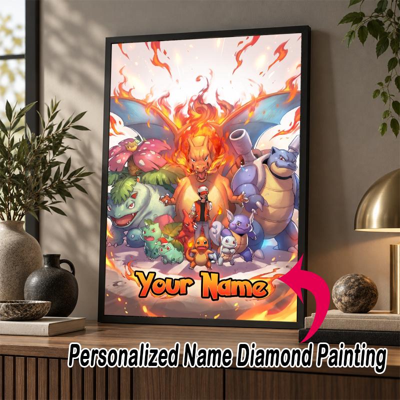 Personalized Charizard Diamond Art Custom Name 5D Diamond Painting Full Drill DIY Craft
